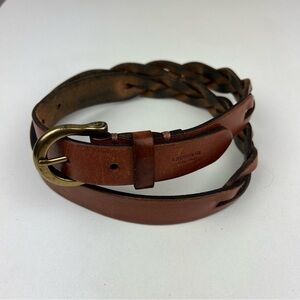 Lauren Ralph Lauren Genuine Leather Braided Belt in Cognac Sz S